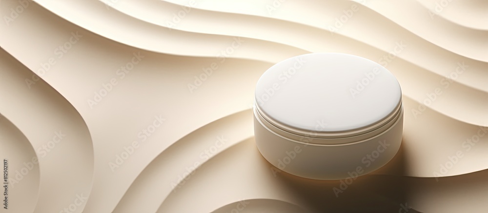 Poster mock up plastic container for cream gel or lotion with hard shadows on a beige background beauty pro
