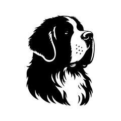 Saint Bernard Vector Silhouette- Capturing in black Illustration of Saint Bernard- Minimalist Saint Bernard Vector Silhouette.