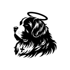 Saint Bernard Vector Silhouette- Capturing in black Illustration of Saint Bernard- Minimalist Saint Bernard Vector Silhouette.