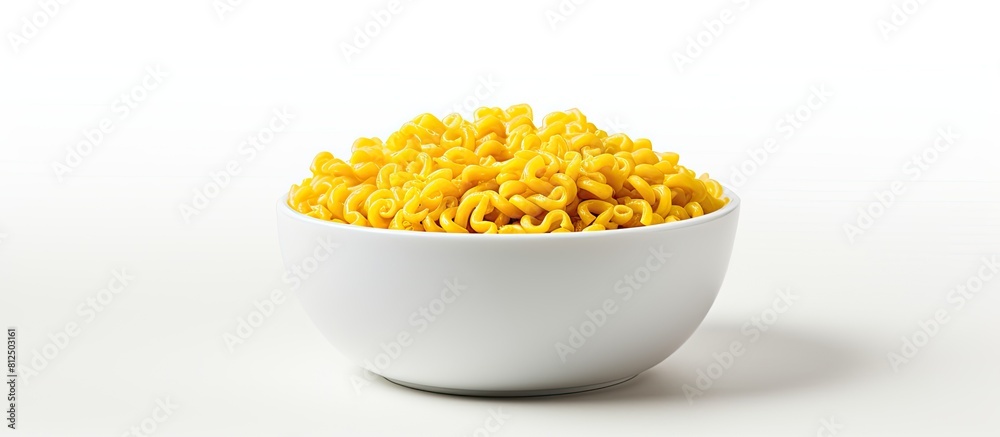 Aufkleber A yellow pan with instant noodles is featured in an isolated image with a white background and copy space