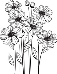 flower, drawing, floral, woodcut, vector, black, sketch, background, summer, wedding, isolated, illustration, spring, white background, graphic, plant, ornament, pen, ink, hand drawn, black and white,