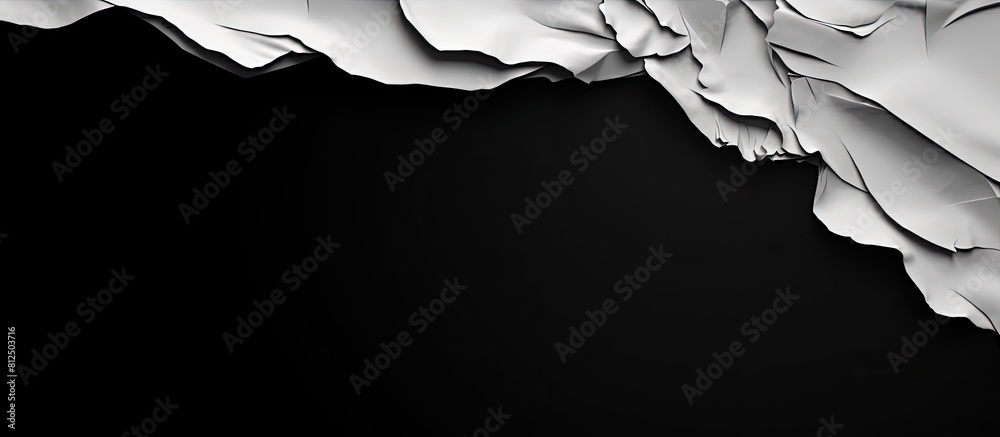 Poster a torn piece of black and white paper with empty space for text or images. creative banner. copyspac