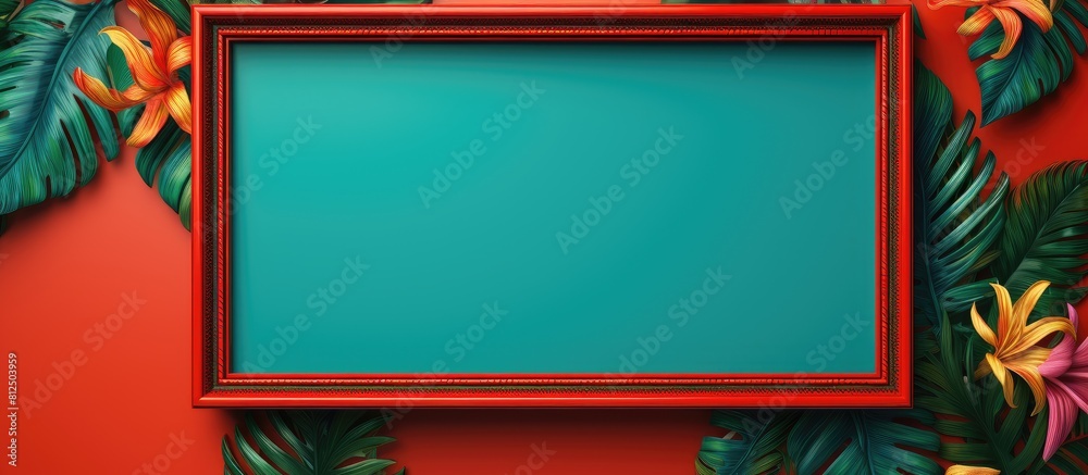 Fototapete A picture frame placed on a vibrant background that allows for the inclusion of additional visual elements within the frame