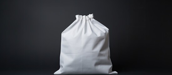 A white cotton bag with a plain background perfect for showcasing any content or design with ample copy space