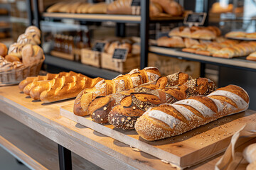 Sourdough loaves, artisan bakery, crusty and golden