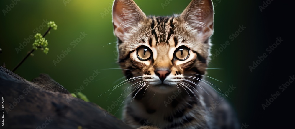 Aufkleber a closeup portrait photography of a wild cat with a copy space image