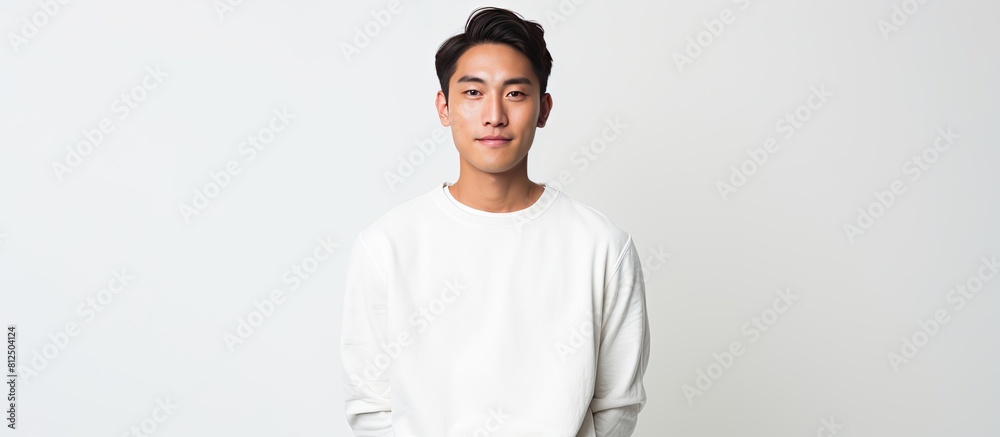 Poster young asian man posing in a studio with a white background the image offers ample copy space