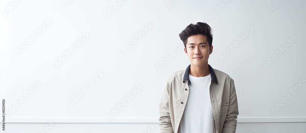 Poster young asian man posing in a studio with a white background the image offers ample copy space