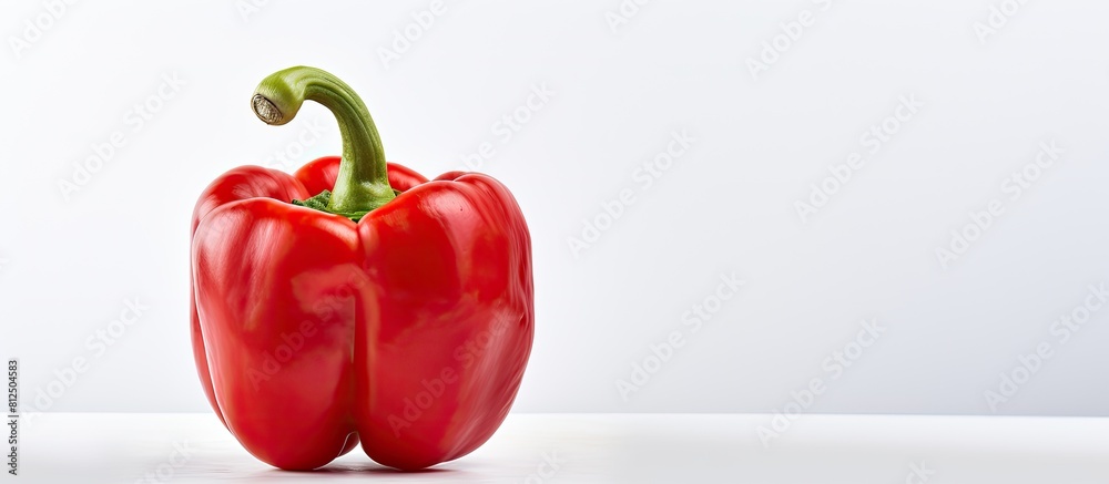 Wall mural a red bell pepper stands alone on a plain white background offering ample copy space for text