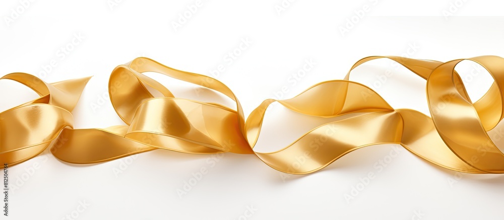 Fototapete a collection of gold ribbons placed separately on a white background providing ample space for addit