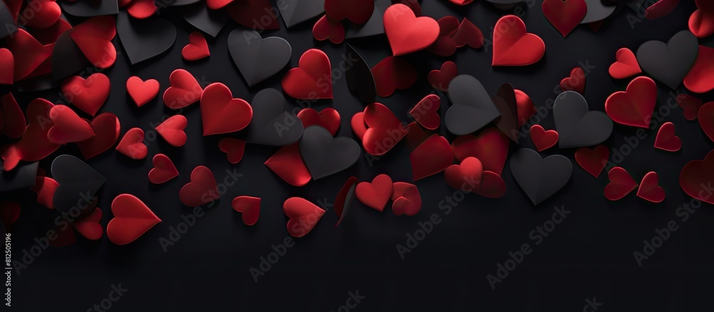 Fototapete a romantic valentine s day backdrop featuring isolated red hearts on a black background the hearts c