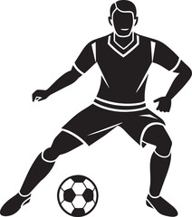 Soccer player vector silhouette illustration isolated on white background. Soccer player.