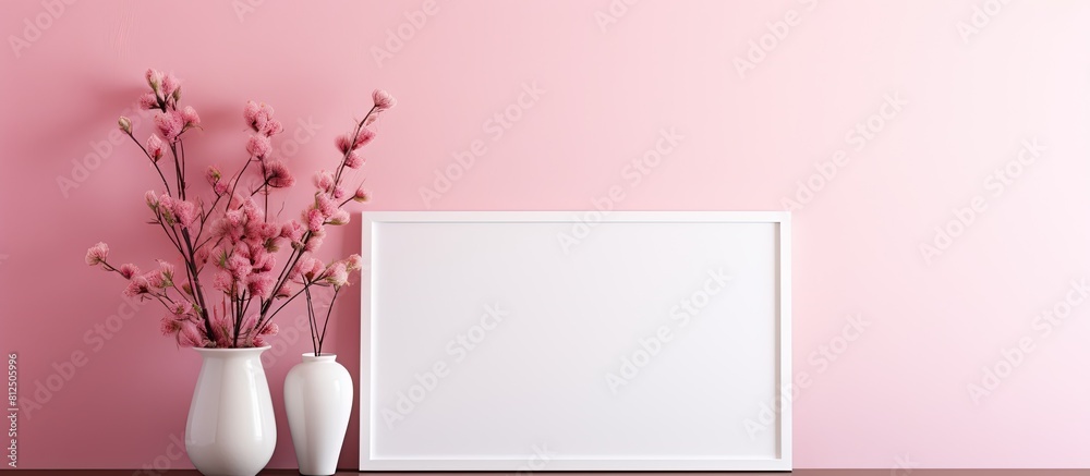Aufkleber a pink wall serves as a backdrop for a tastefully decorated home interior with a picture frame and a