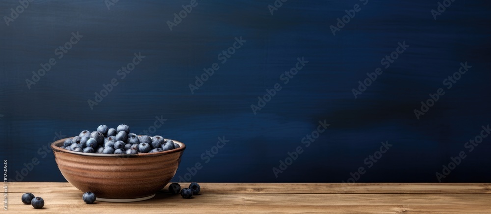 Aufkleber A rustic country table showcases a captivating image of a blueberry nestled in a bowl leaving ample copy space for creative use