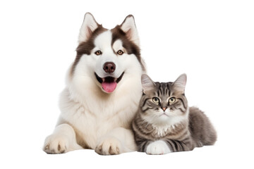 Obraz premium dog with cat friendly isolated on white