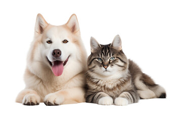 dog with cat friendly isolated on white