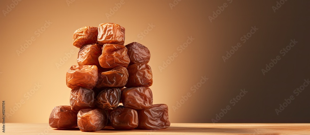 Aufkleber A solitary stack of dehydrated dates set apart on a blank canvas with enough negative space to draw focus to the image. Creative banner. Copyspace image
