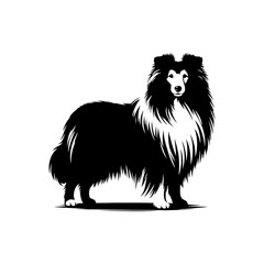 Shetland Sheepdog Vector Silhouette - Capturing the Elegance and Agility of this Beloved Canine Companion Breed- Shetland Sheepdog Illustration.