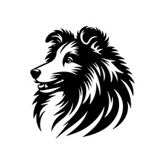 Shetland Sheepdog Vector Silhouette - Capturing the Elegance and Agility of this Beloved Canine Companion Breed- Shetland Sheepdog Illustration.