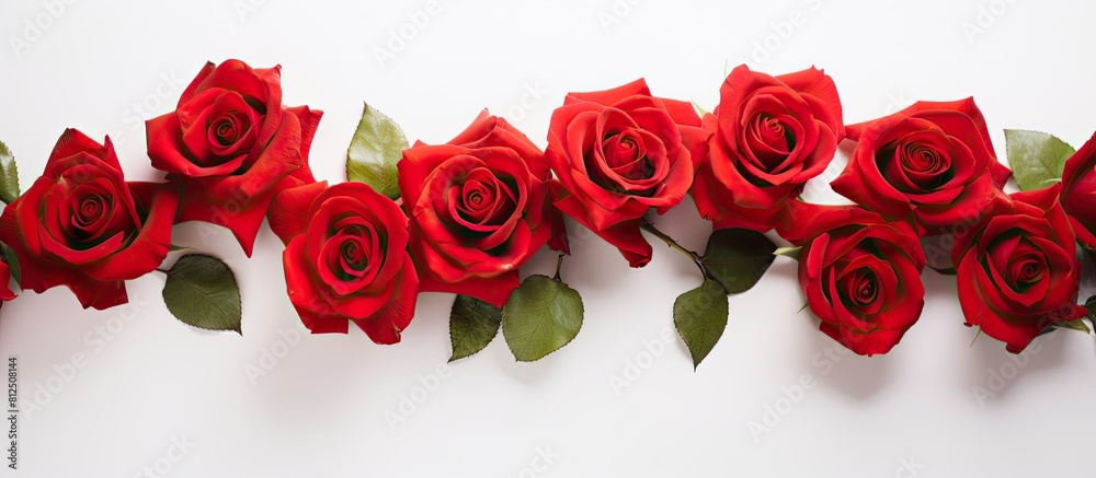 Aufkleber A stunning image featuring vibrant red roses set against a crisp white background Perfect for adding copy space to your design