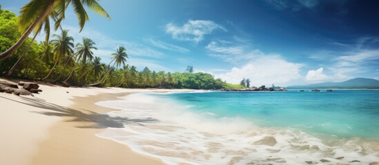 Tropical beach with stunning summer landscapes Perfect background for a vacation Copy space image