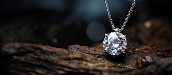 A stunning photograph showcasing a diamond pendant jewelry with ample copy space image