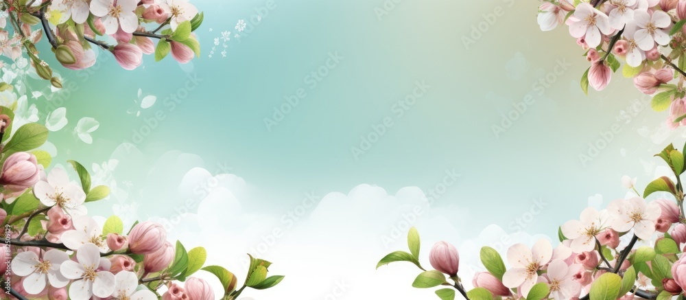 Fototapete A spring themed frame with ample space for adding an image or text