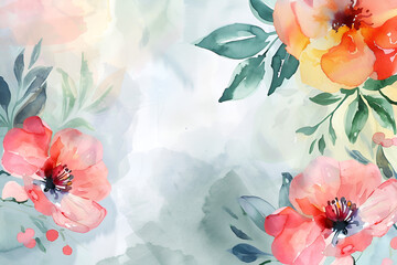 Watercolor floral background with flowers