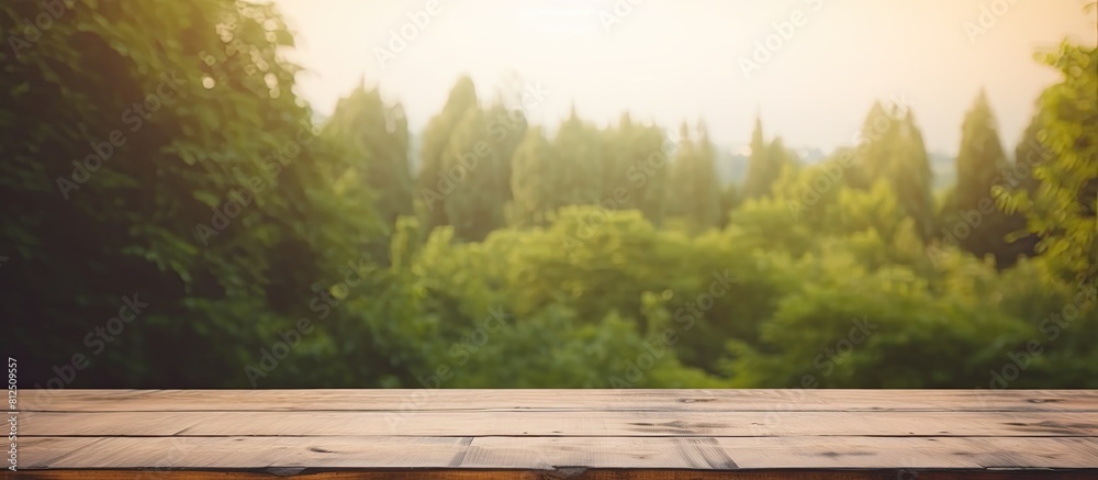 Leinwandbilder a table top with a blurred background of nature creates a serene and picturesque copy space image