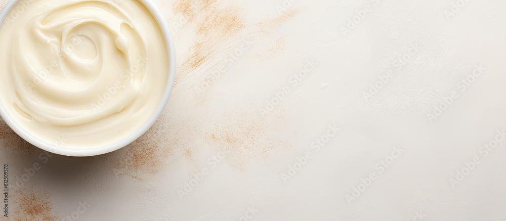 Aufkleber A top down view of a delicious vanilla ice cream against a textured concrete backdrop leaving plenty of space for adding text or other graphic elements. Creative banner. Copyspace image