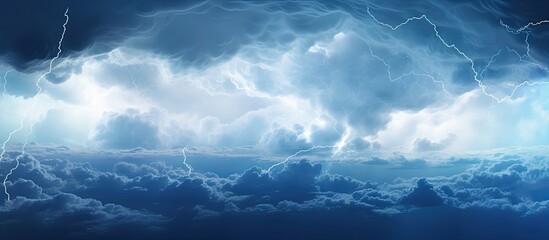 Top view of clouds and lightning on a white background creating a storm concept with bad weather Ample copy space available for added content