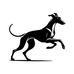 Fototapeta premium Running Whippet Dog Vector Silhouette - Graceful Agility and Energetic Spirit of this Athletic Canine- Running Whippet Dog Illustration- Minimalist Running Whippet Dog.
