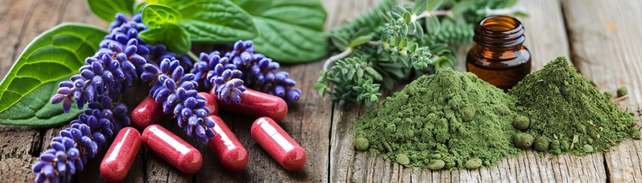 Explore the benefits of organic herbal alternative medicine, highlighting its natural ingredients, oils, and nutritious capsules for health and wellbeing