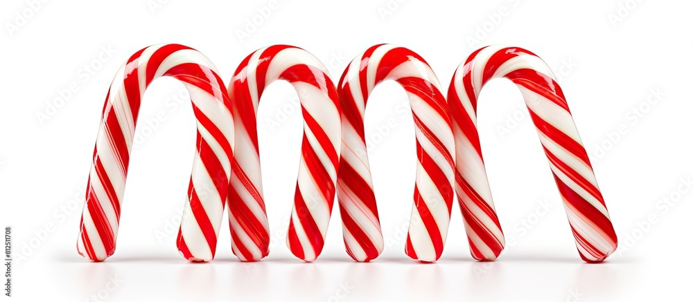 Aufkleber a trio of candy canes specifically designed for christmas decorations are shown separately on a whit