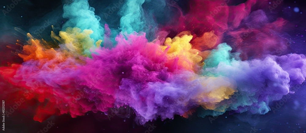 Aufkleber A vibrant and dynamic image of colorful powder bursting into the air creating a mesmerizing visual spectacle The captivating display includes a mix of vibrant shades and glimmering textures Perfect f
