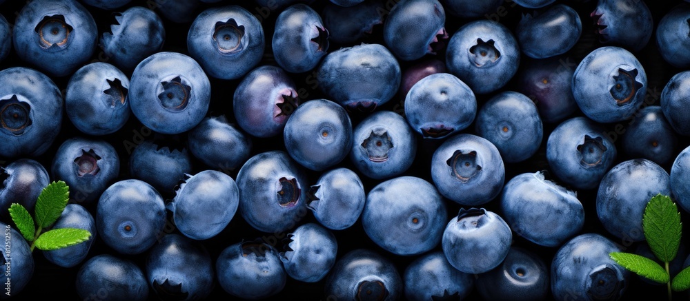 Aufkleber a vibrant background of fresh juicy blueberries arranged in a flat lay view with plenty of copy spac