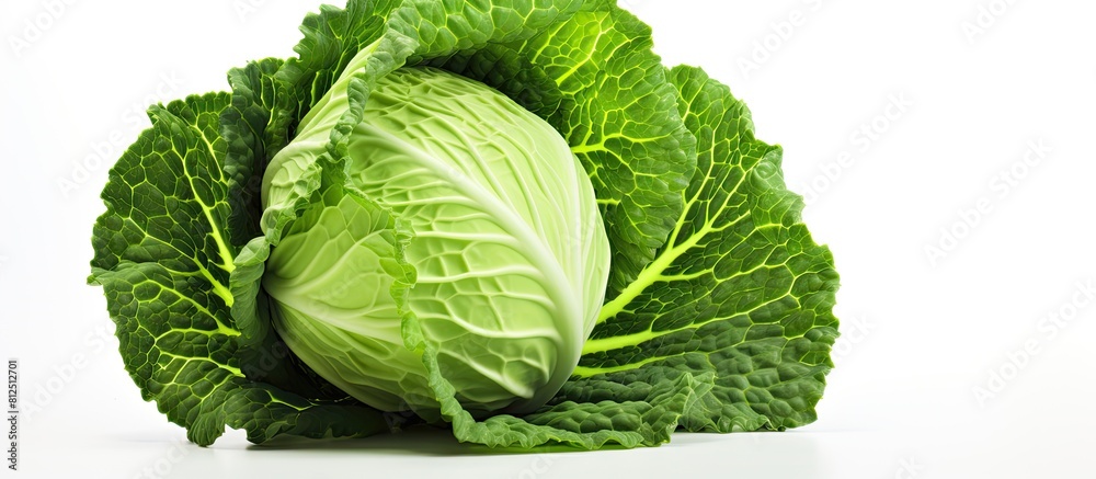 Poster A vibrant cabbage placed on a white background providing ample copy space for any design elements