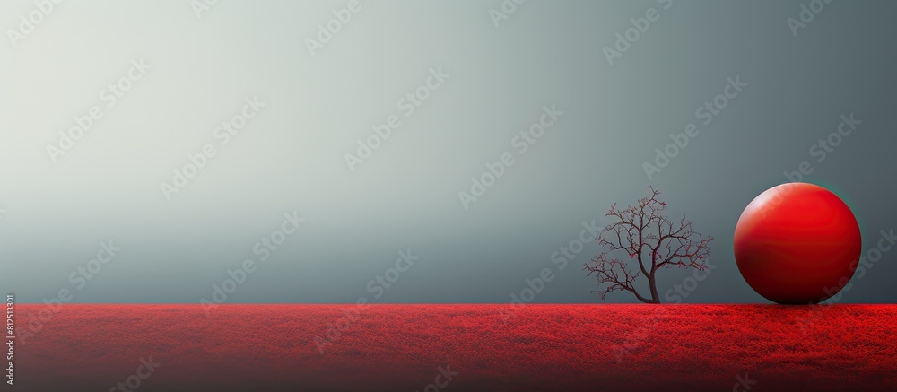 Poster Vintage red ball with a tree against a backdrop of empty space perfect as a copy space image