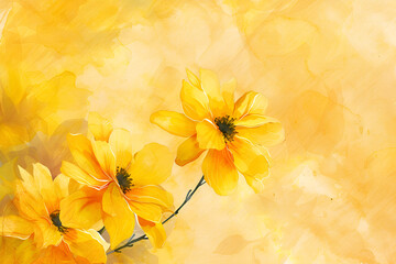 Watercolor yellow floral background Generative Art