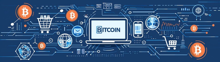 Beautifully designed btc laptop icon on screen with icons