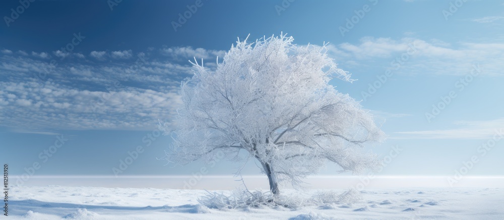 Poster a wintry tree adorned with icy branches copy space image