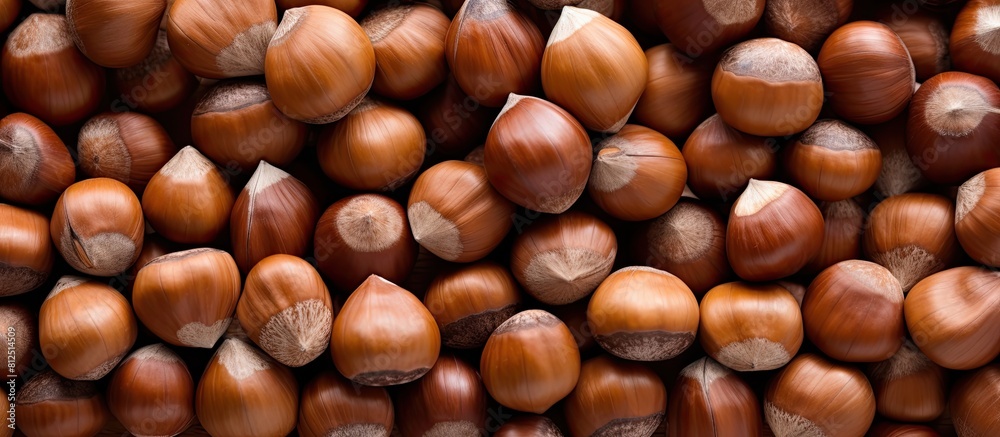 Aufkleber Abundance of hazelnuts with ample copy space image available