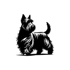 Minimalist Scottish Terrier Vector Silhouette - Capturing the Classic Charm of this Iconic Breed in Simplistic Elegance- Scottish Terrier Illustration.