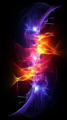 Abstract fractal light painting, looks like fire and ice, can be used as a metaphor for good and evil, hot and cold, dark and light.