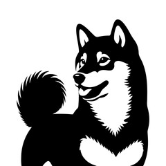 Shiba Inu Dog Vector Silhouette - Capturing the Graceful Charm of the Shiba Inu Breed in Minimal Form- Shiba Inu Illustration- Minimalist Shiba Inu Vector Silhouette.