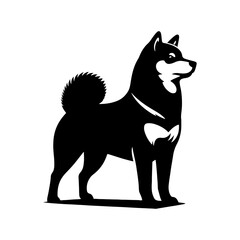 Shiba Inu Dog Vector Silhouette - Capturing the Graceful Charm of the Shiba Inu Breed in Minimal Form- Shiba Inu Illustration- Minimalist Shiba Inu Vector Silhouette.