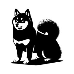 Shiba Inu Dog Vector Silhouette - Capturing the Graceful Charm of the Shiba Inu Breed in Minimal Form- Shiba Inu Illustration- Minimalist Shiba Inu Vector Silhouette.