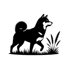 Shiba Inu Dog Vector Silhouette - Capturing the Graceful Charm of the Shiba Inu Breed in Minimal Form- Shiba Inu Illustration- Minimalist Shiba Inu Vector Silhouette.
