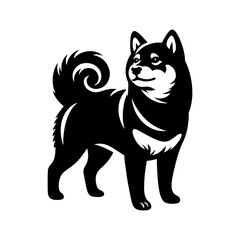 Shiba Inu Dog Vector Silhouette - Capturing the Graceful Charm of the Shiba Inu Breed in Minimal Form- Shiba Inu Illustration- Minimalist Shiba Inu Vector Silhouette.
