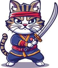 Cute cartoon ninja cat 